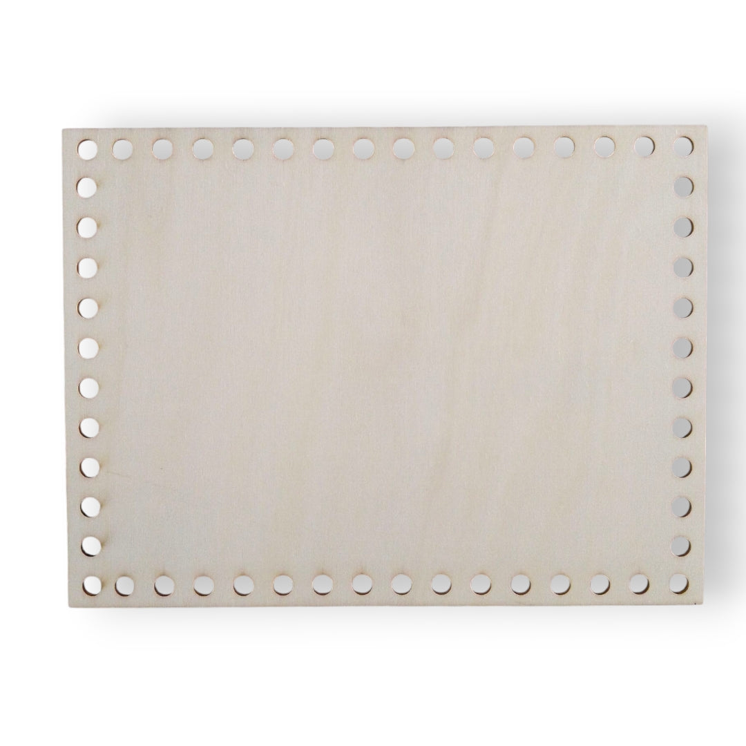 Base de madera rectangular para tejer 15x10 cm