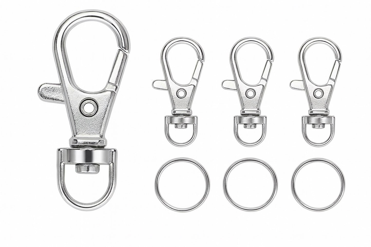 Llaveros circulares metálicos con gancho tipo clip color plata