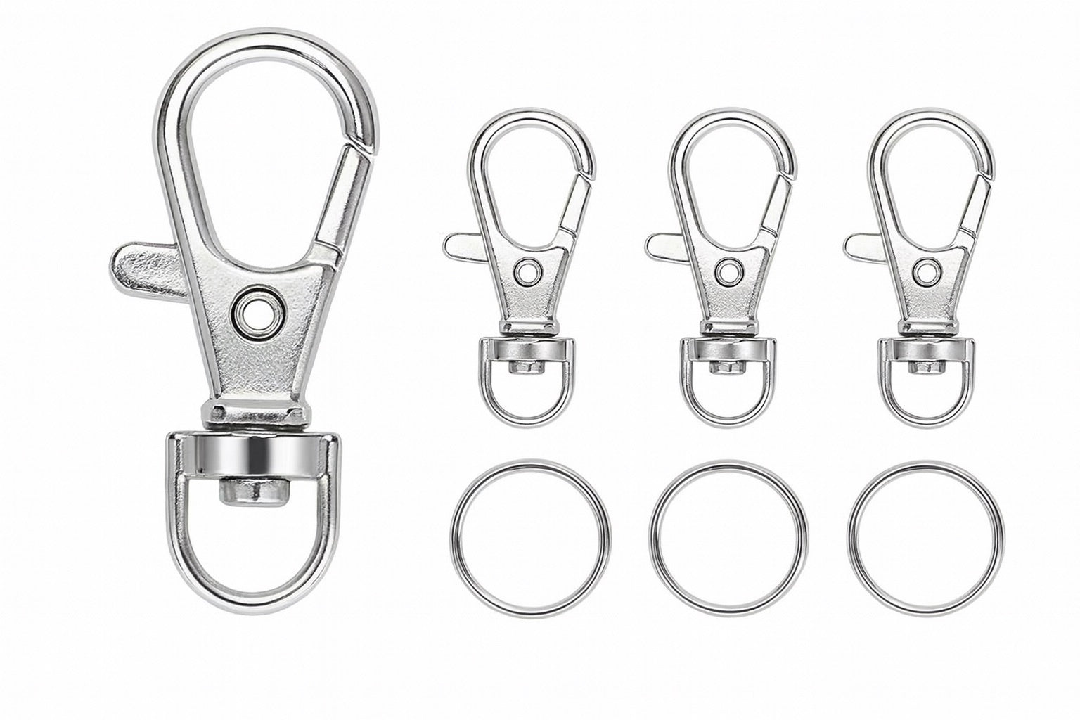 Llaveros circulares metálicos con gancho tipo clip color plata