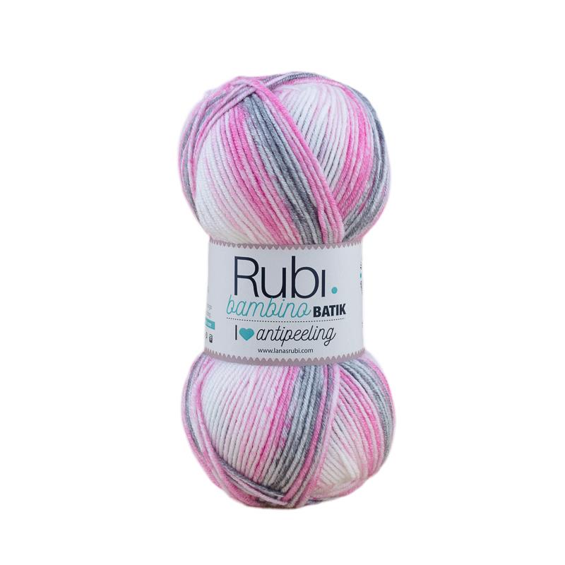 Pelote de batik Rubi Bambino – 100 g de laine multicolore anti-boulochage, spéciale enfants