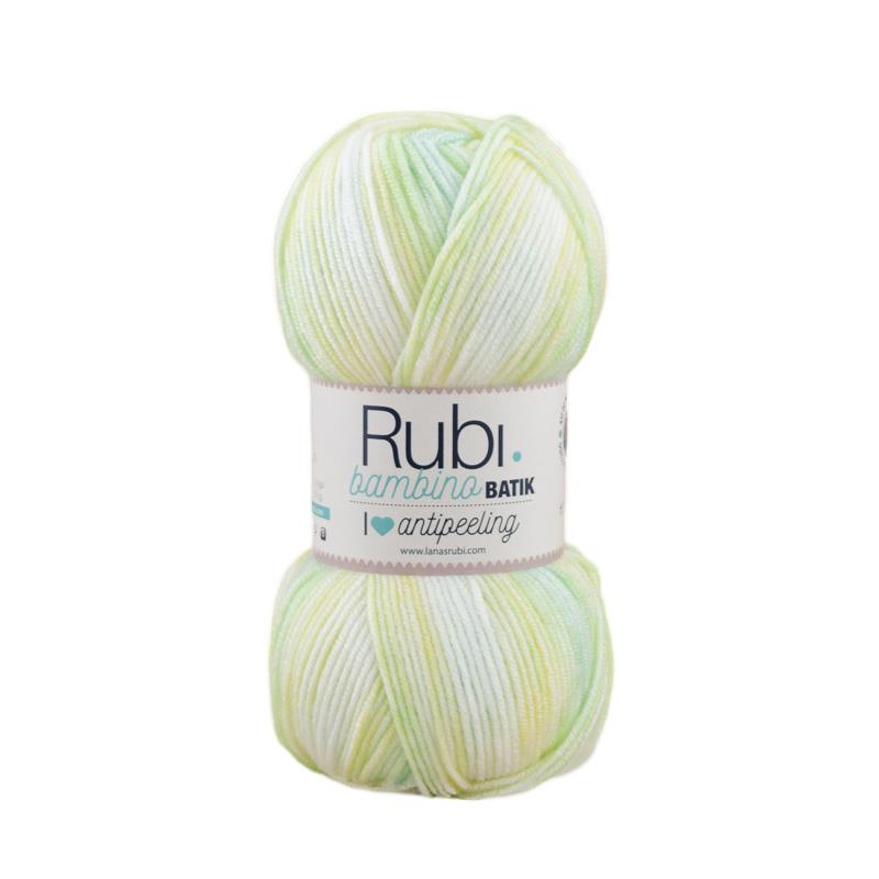 Pelote de batik Rubi Bambino – 100 g de laine multicolore anti-boulochage, spéciale enfants