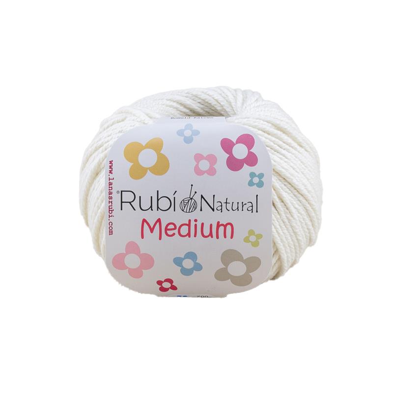 Ruby Natural Medium Ball – Cotton 50 g, medium thickness