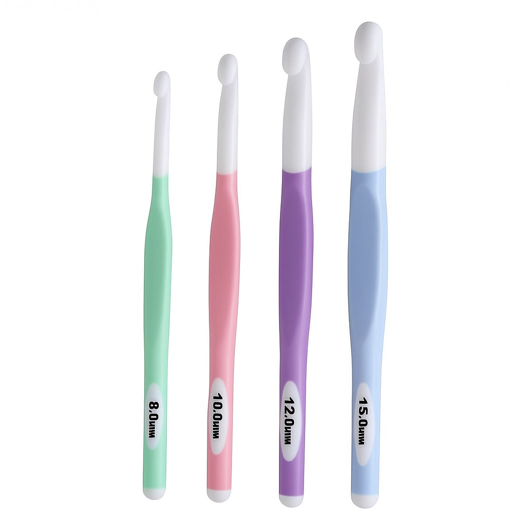 Set de 4 ganchillos XL de colores para trapillo y hilos gruesos