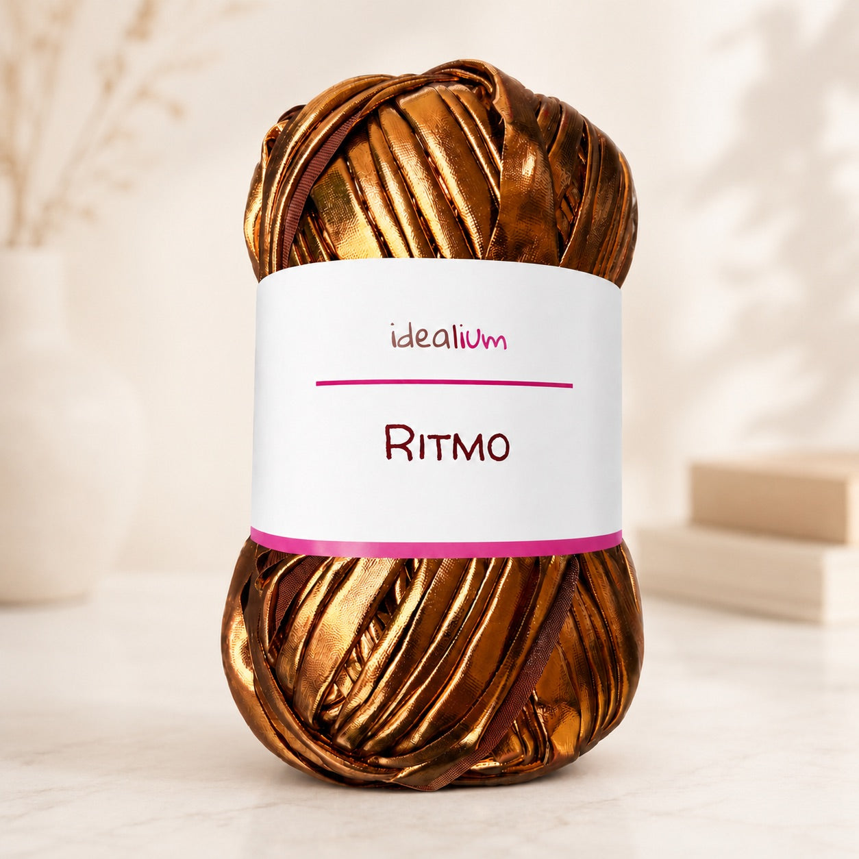 Ritmo · Trapillo metálico brillante para bolsos de fiesta R014 Marrón