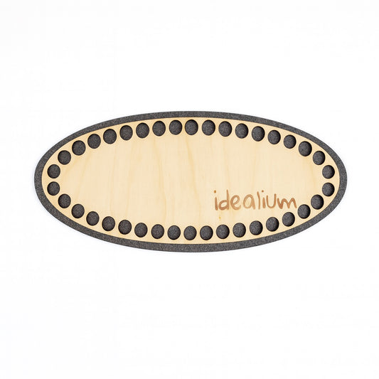 base ovalada perforada de madera para bolsos