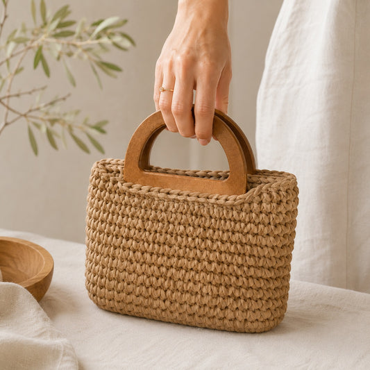 Asas de madera semicirculares para bolso de mano · 12 cm · Par