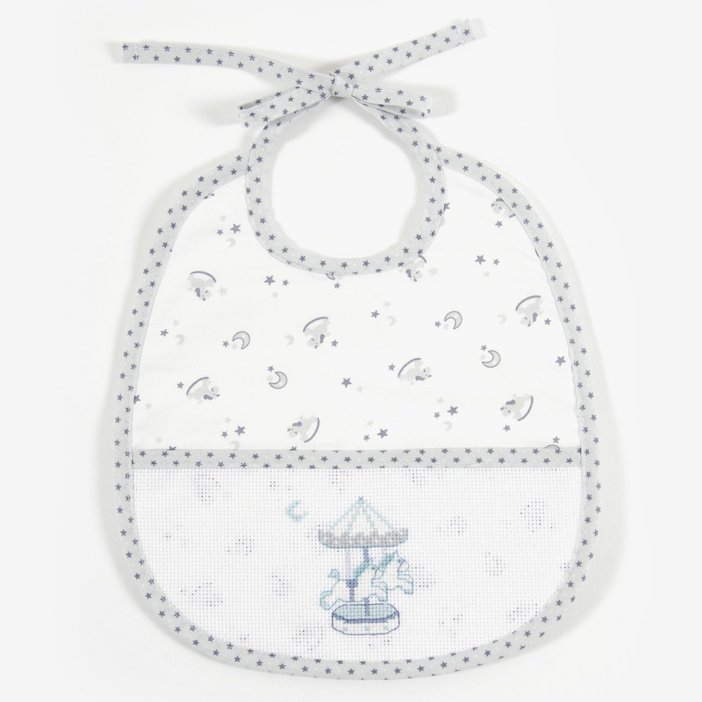 Babero 6 meses para bordar Baby Stars gris