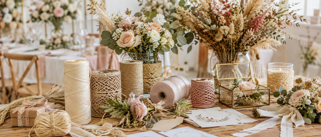 Rafia, cordón y trapillo para floristerías y bodas: materiales textiles para decorar con estilo natural