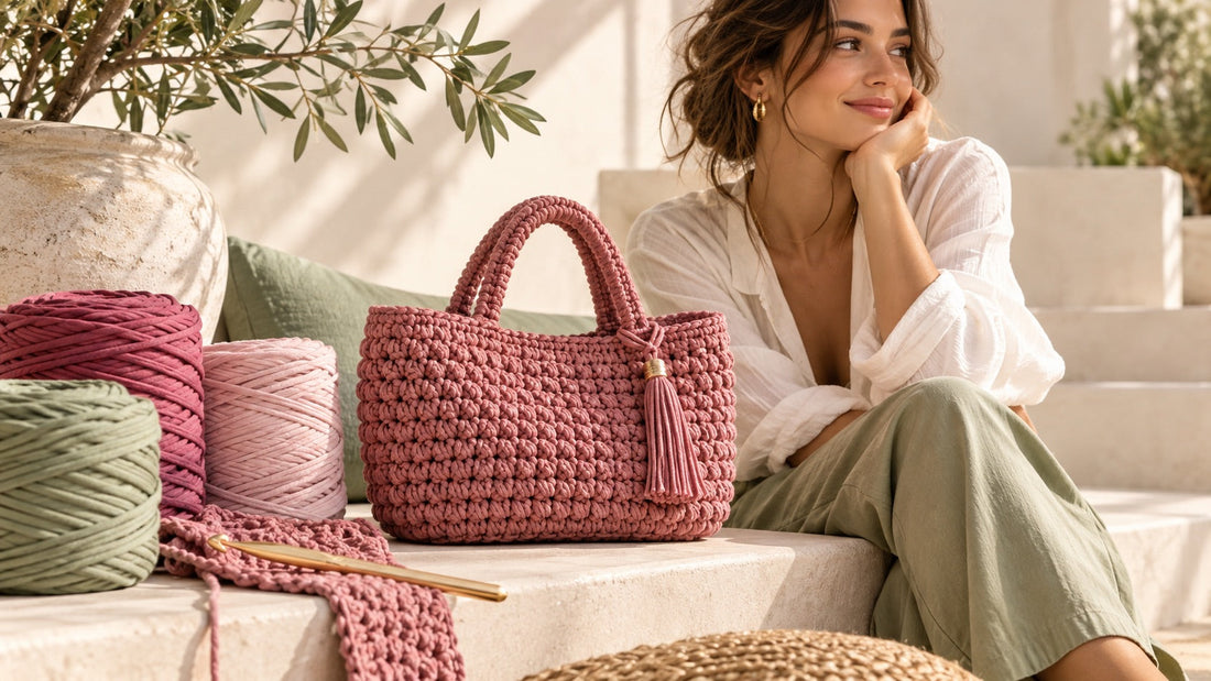 Bobinas de trapillo y labores de Crochet 