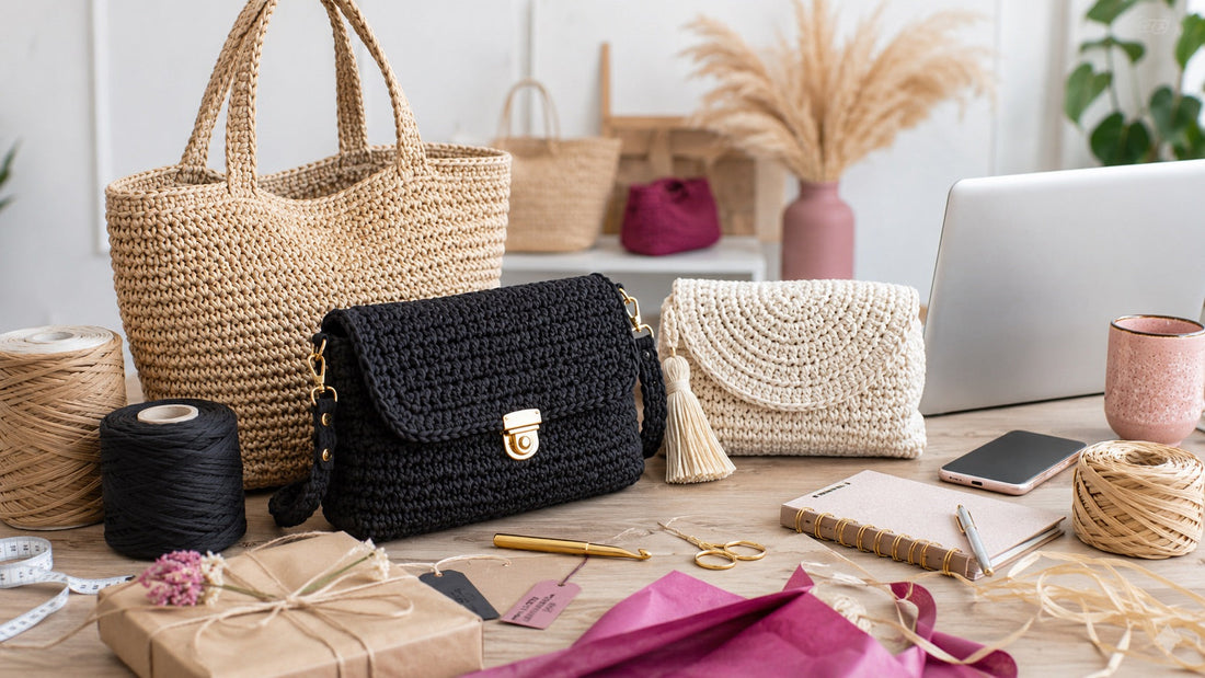 Bolsos de crochet hechos a mano con materiales para vender online