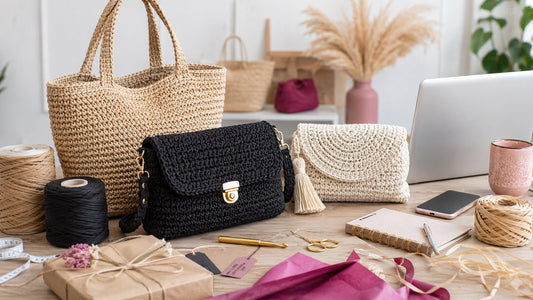 Bolsos de crochet hechos a mano con materiales para vender online