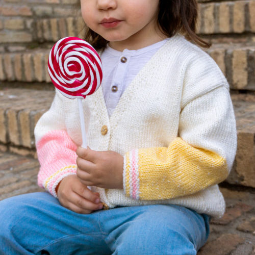 Patrón chaqueta infantil Cárdigan Color Rocks para tejer a tricot