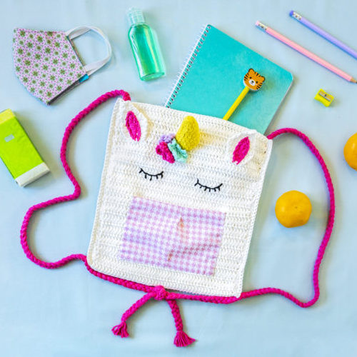 Patrón Mochila Unicorn Mask ganchillo