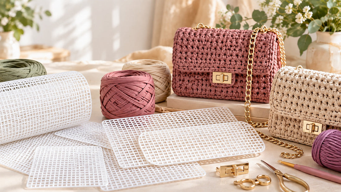 Mallas plásticas para bolsos con trapillo y accesorios para crear bolsos