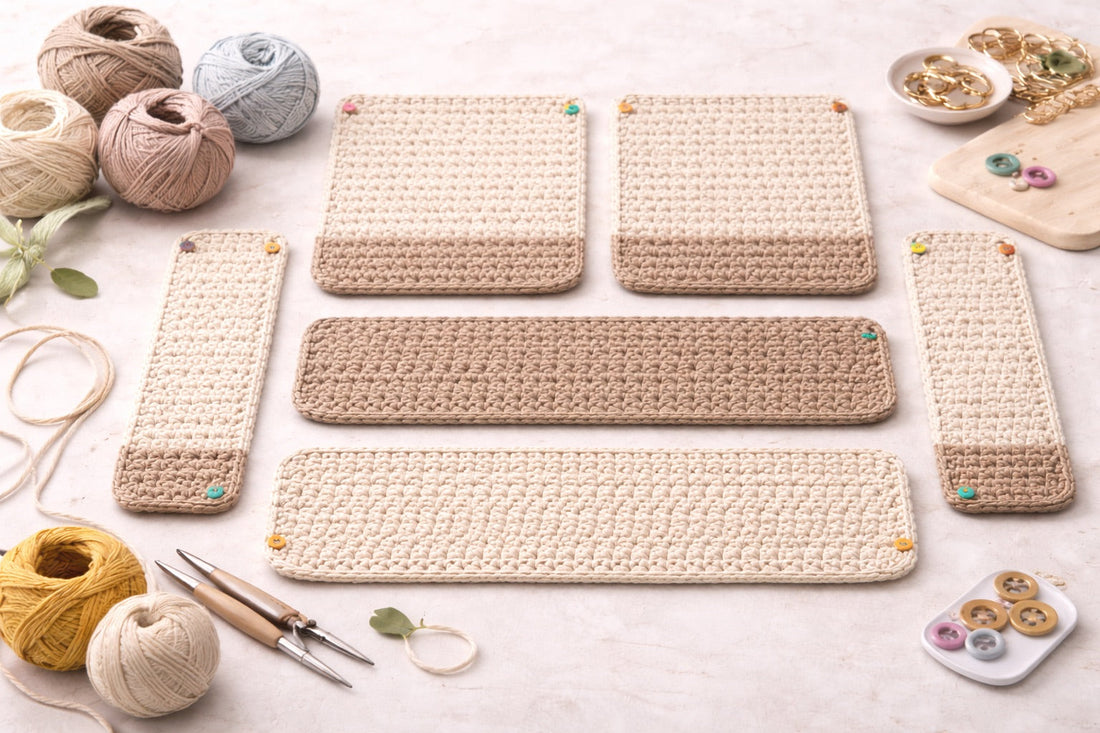 Piezas tejidas de crochet para bolso