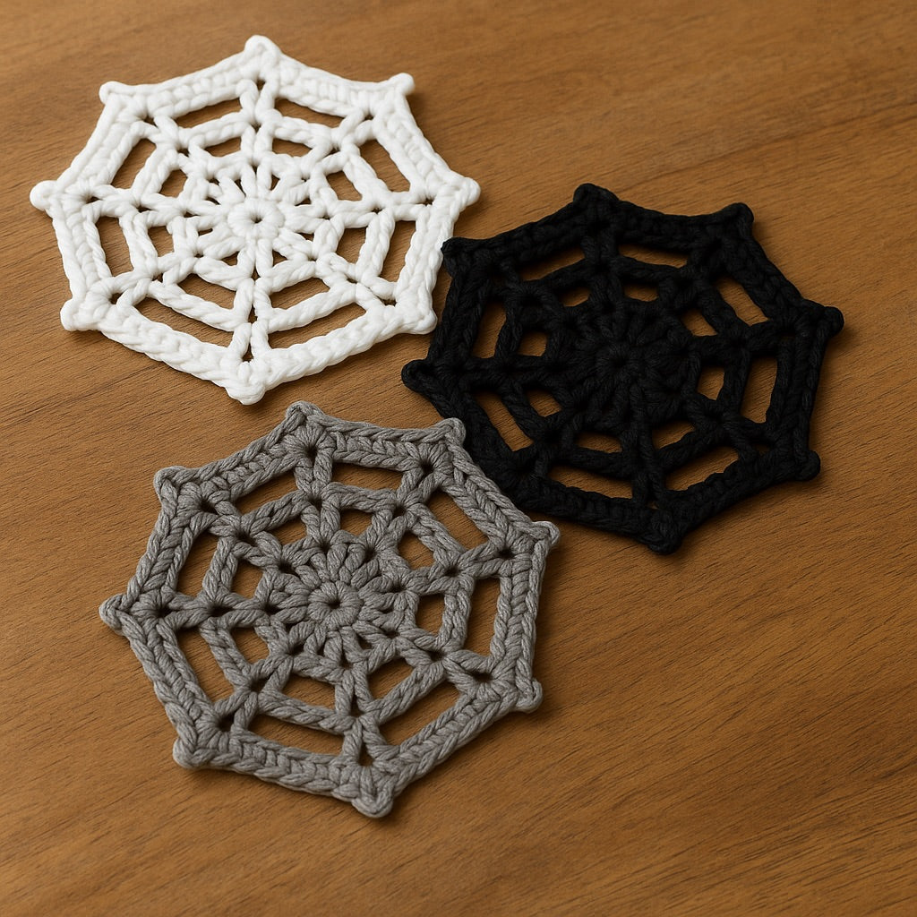 Posavasos Telaraña para Halloween a ganchillo