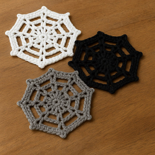 Posavasos Telaraña para Halloween a ganchillo