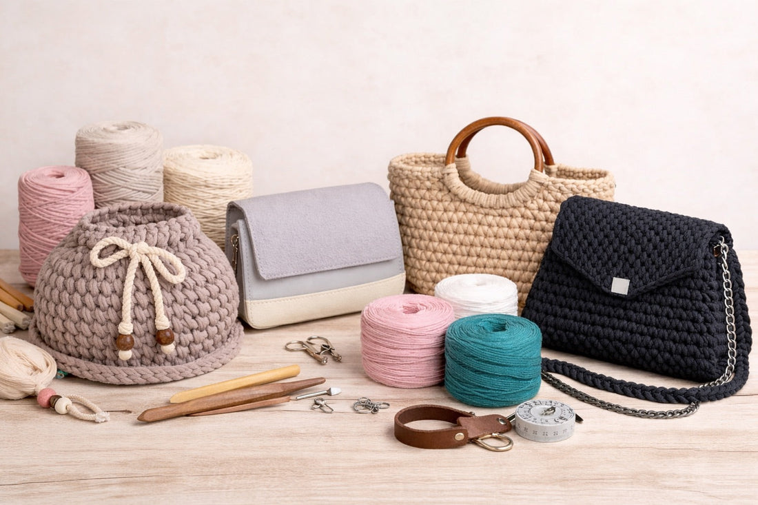 bolsos tejidos con trapillo y cordón