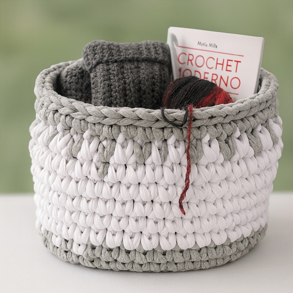 cesto de trapillo a crochet XL ganchillo