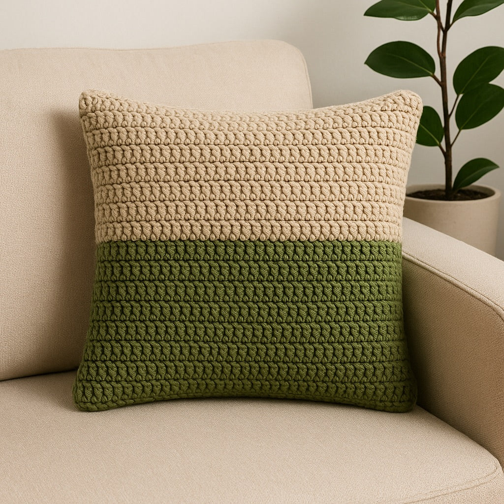 Cojín de ganchillo moderno Bosque (trapillo)