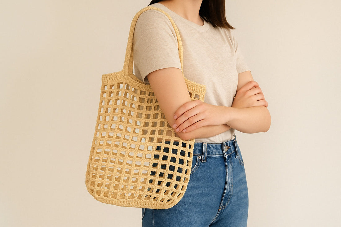 patrón gratis de bolsa de red tejida a ganchillo