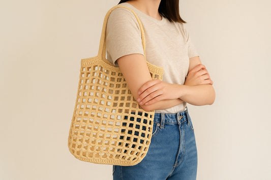 patrón gratis de bolsa de red tejida a ganchillo