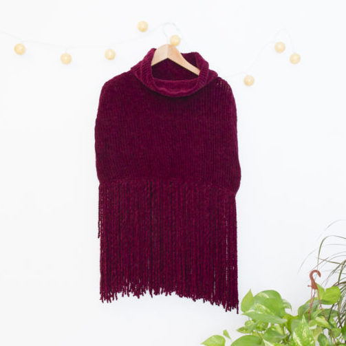 patron para tejer poncho de lana de terciopelo a tricot