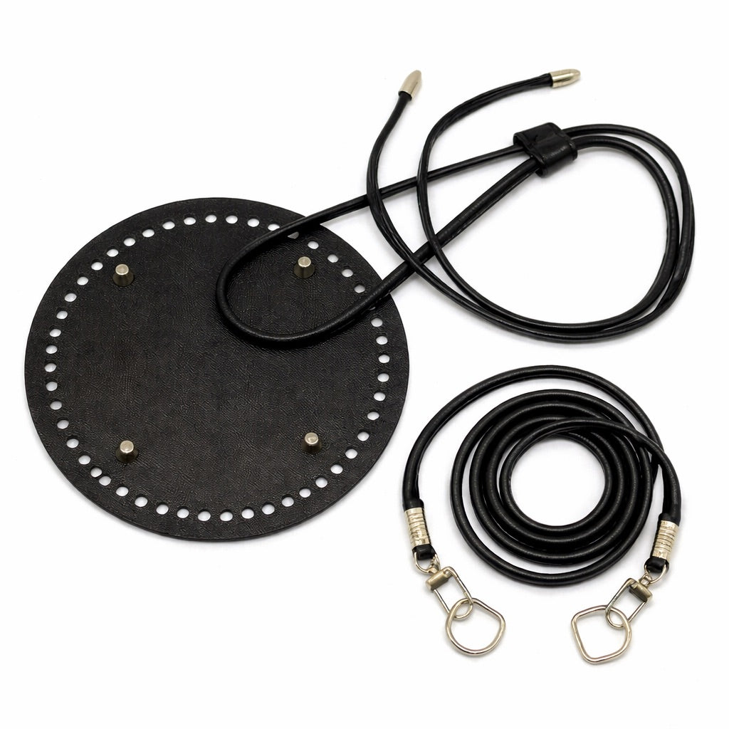 Base circular perforada 15 cm con asa y cierre para bolso saco