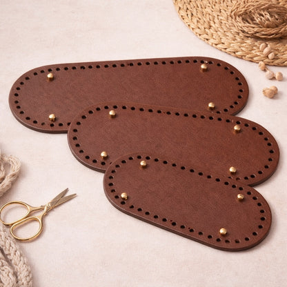 Base ovalada sintética marrón para bolsos (perforada)