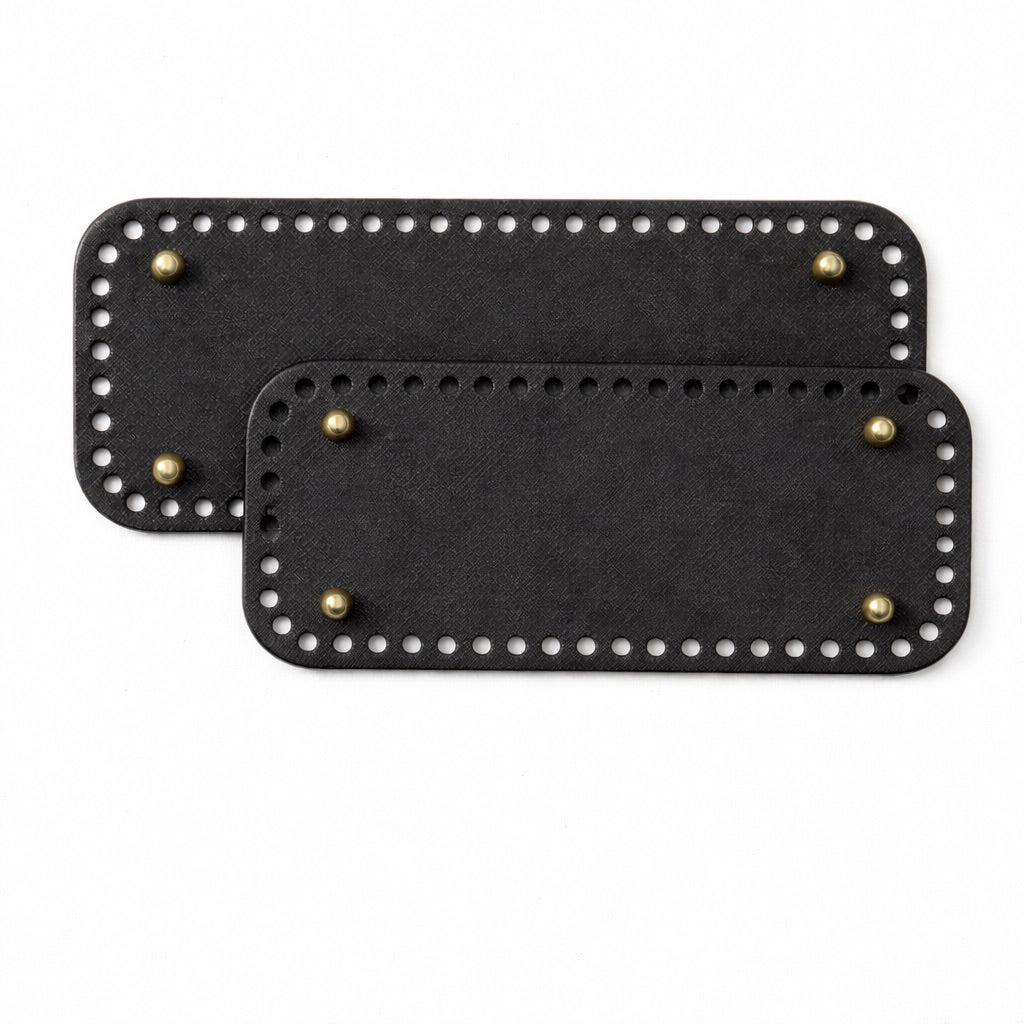 Base rectangular sintética negra para bolsos (perforada)