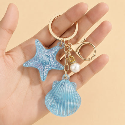 Charm Bag Mar para bolso con estrella de mar y concha azul 