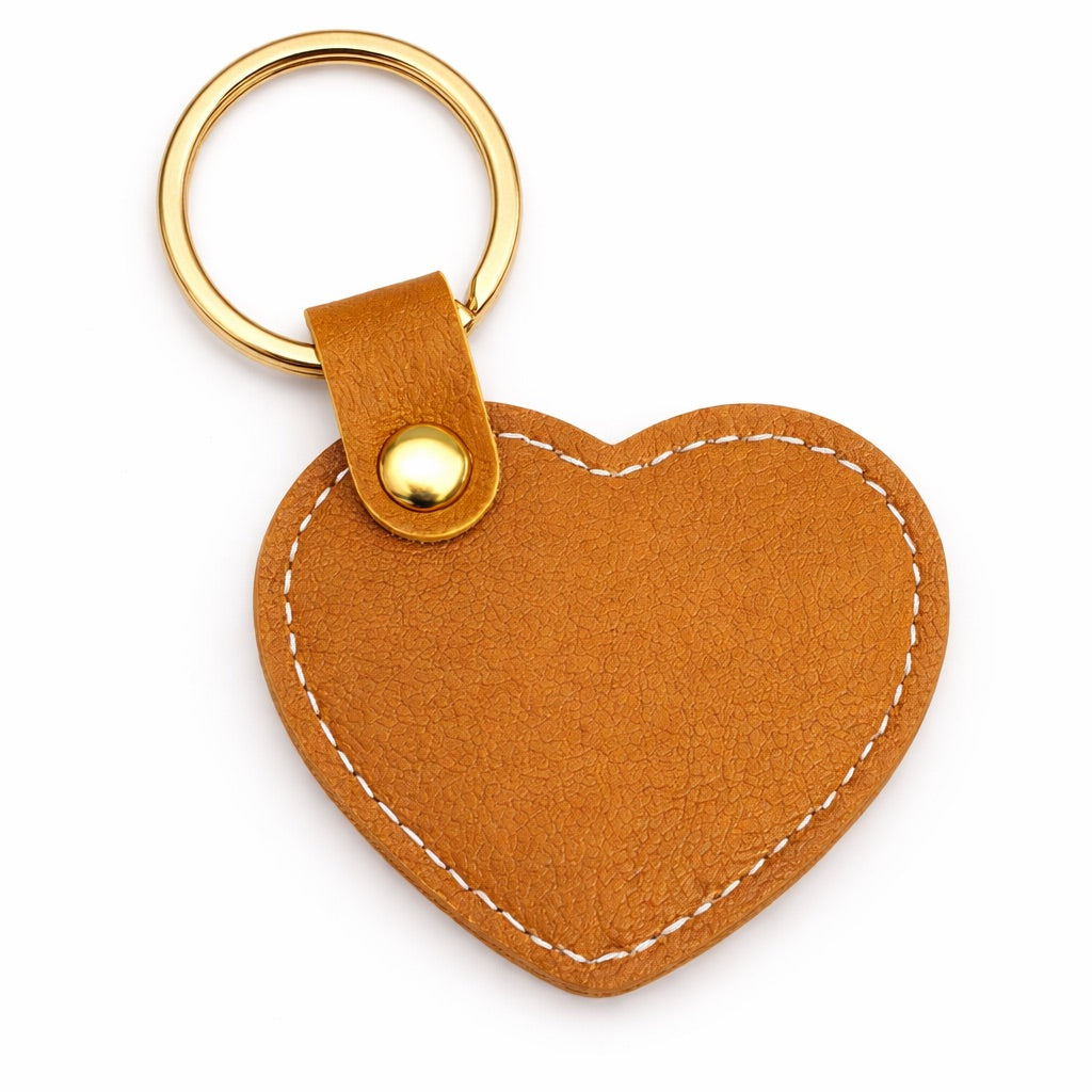 Charm Corazón de polipiel para bolso Camel