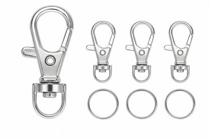 Llaveros circulares metálicos con gancho tipo clip color plata