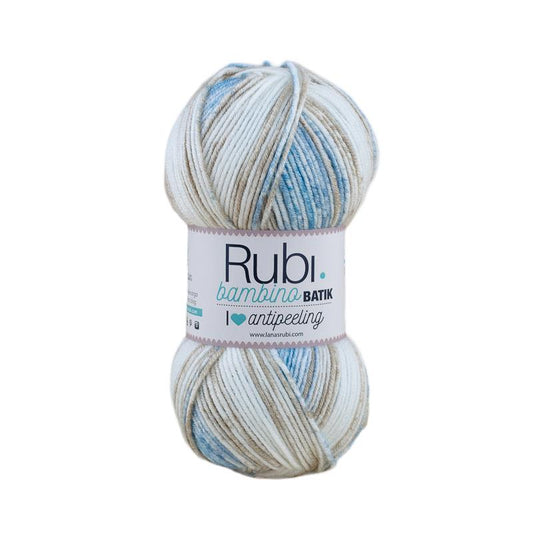 Pelote de batik Rubi Bambino – 100 g de laine multicolore anti-boulochage, spéciale enfants