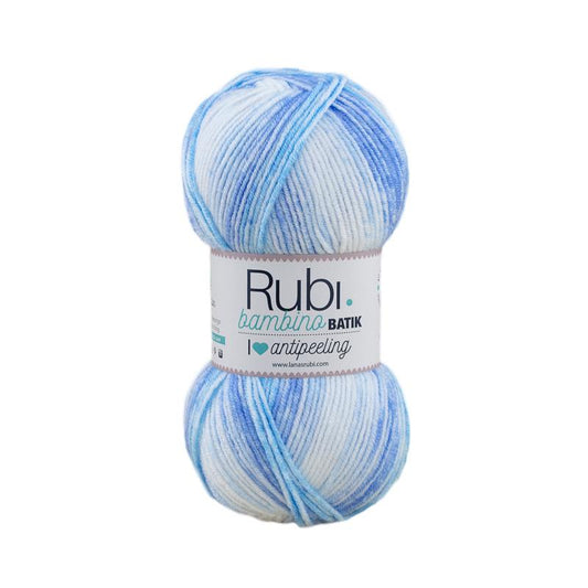 Pelote de batik Rubi Bambino – 100 g de laine multicolore anti-boulochage, spéciale enfants