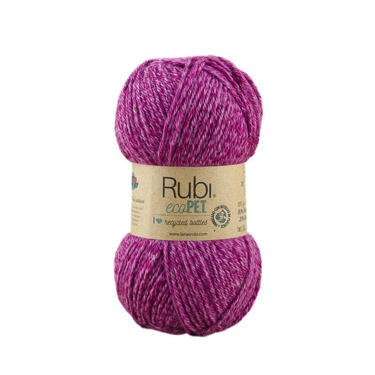 Ovillo Rubí Eco PET – Fibra reciclada de botellas, 100 g, sostenible