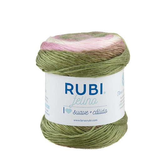 Ovillo Rubí Felino – Lana degradada 100 g, efecto angora