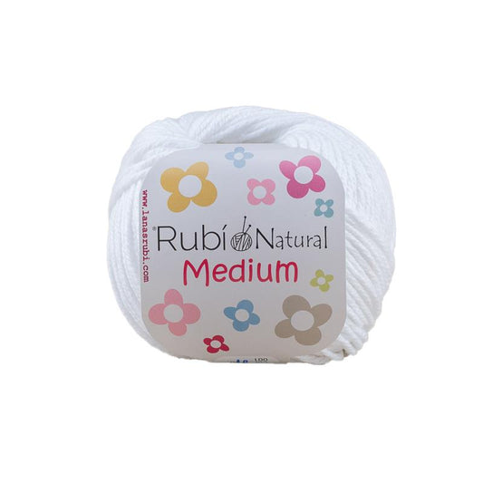 Ovillo Rubí Natural Medium – Algodón 50 g, grosor medio