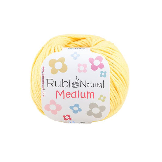 Ovillo Rubí Natural Medium – Algodón 50 g, grosor medio