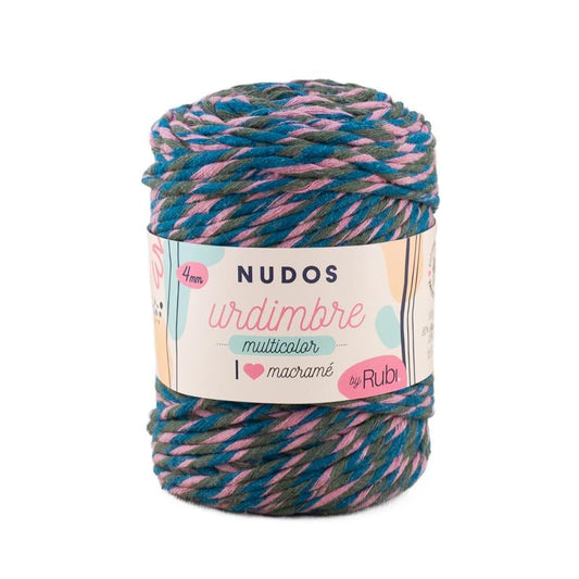 Ovillo Rubí Nudos Urdimbre Multicolor – Algodón 500 g, macramé decorativo