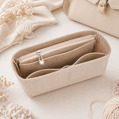 Organizador interior para bolso con bolsillos y cremallera