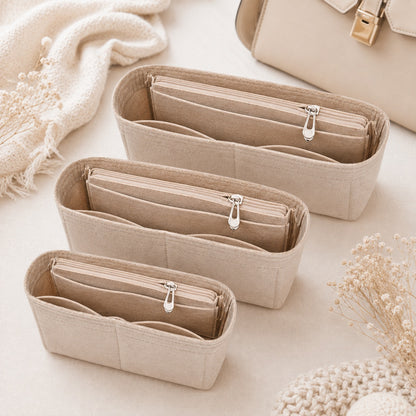 Organizador interior para bolso con bolsillos y cremallera