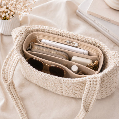 Organizador interior para bolso con bolsillos y cremallera