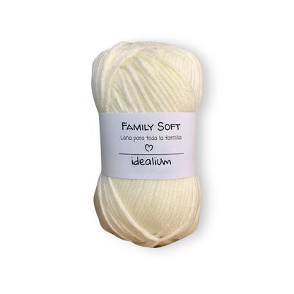 Ovillo Idealium Family Soft lana acrílica 001 crudo