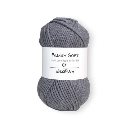 Ovillo Idealium Family Soft lana acrílica 015 gris medio