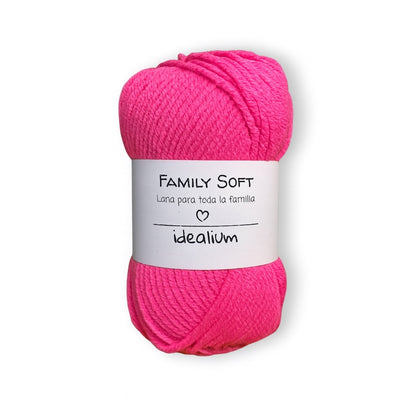 Ovillo Idealium Family Soft lana acrílica 025 rosa fucsia