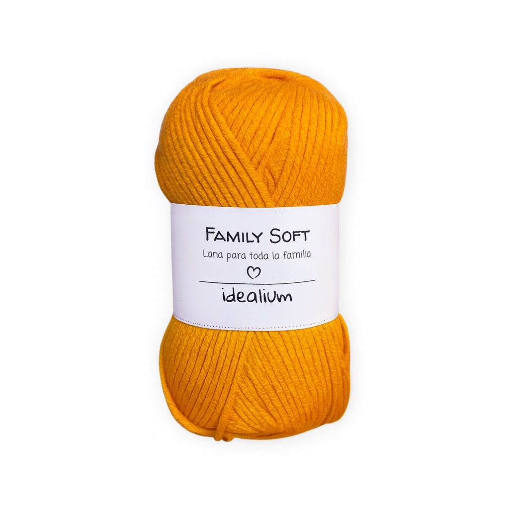 Ovillo Idealium Family Soft lana acrílica 034 mostaza