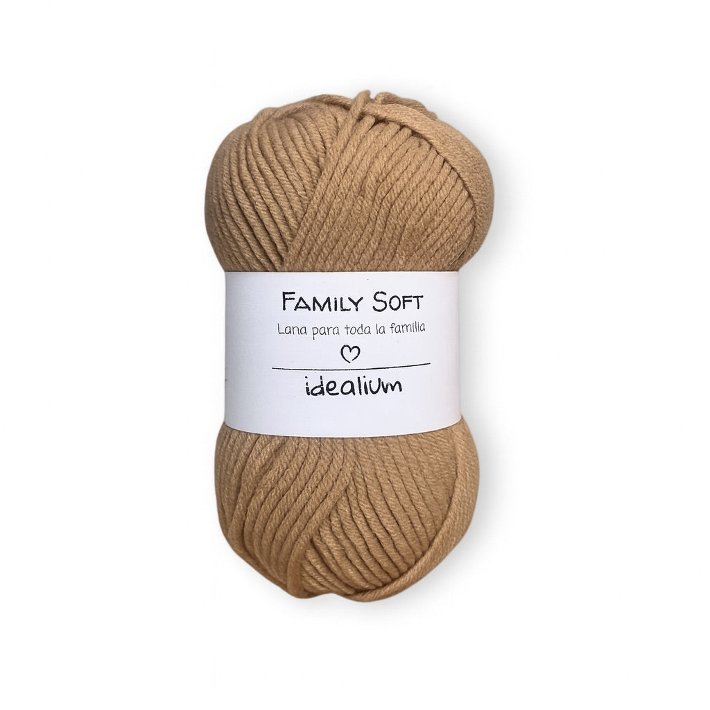 Ovillo Idealium Family Soft lana acrílica 042 marrón claro
