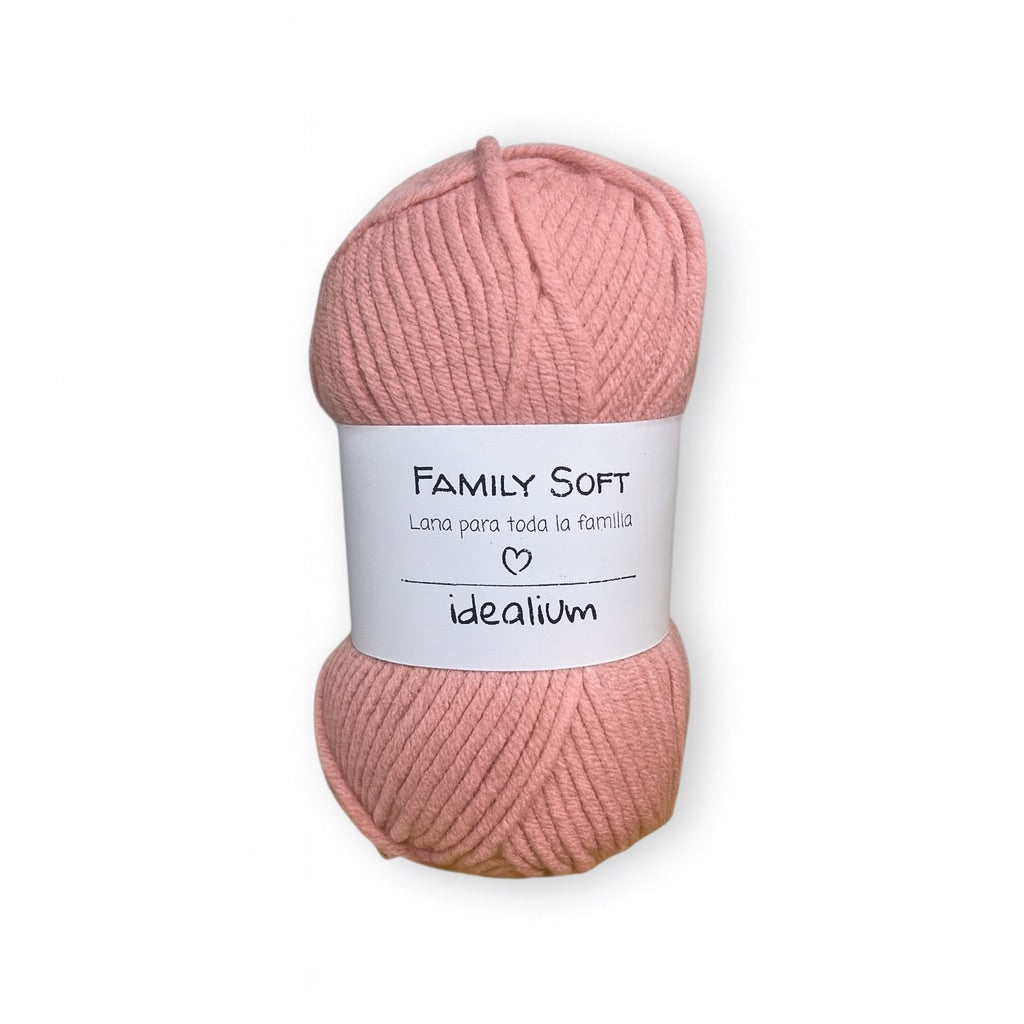 Ovillo Idealium Family Soft lana acrílica 048 rosa empolvado