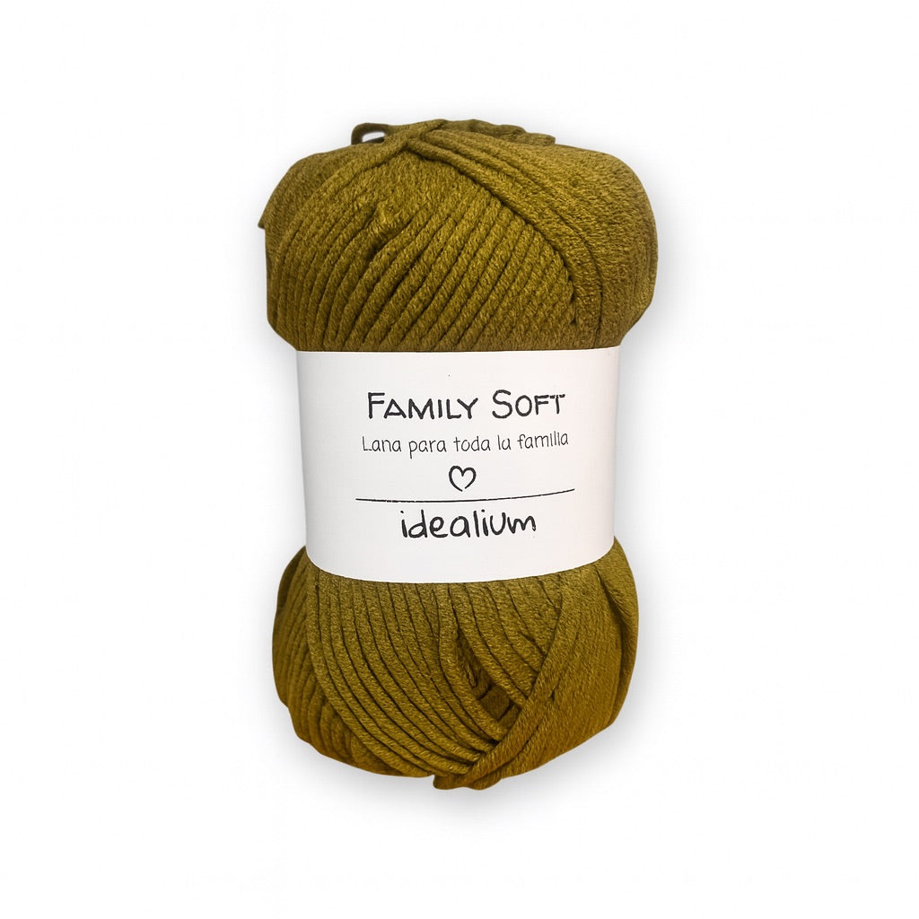 Ovillo Idealium Family Soft lana acrílica 078 verde oliva